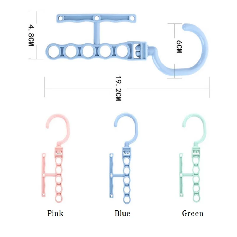 WBBOOMING Plastikowy 5-kołowy wieszak na ubrania Wielowarstwowy obrotowy hak do podnoszenia Wiatroodporny wieszak na ubrania Organizer do