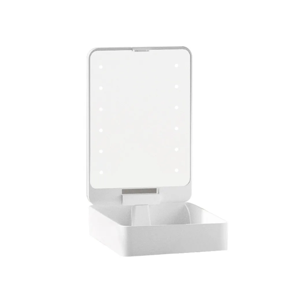 Compact Travel LED Makeup Mirror Case with Adjustable Brightness LED Light Touch Control Portable Vanity Mirror Multifunctional