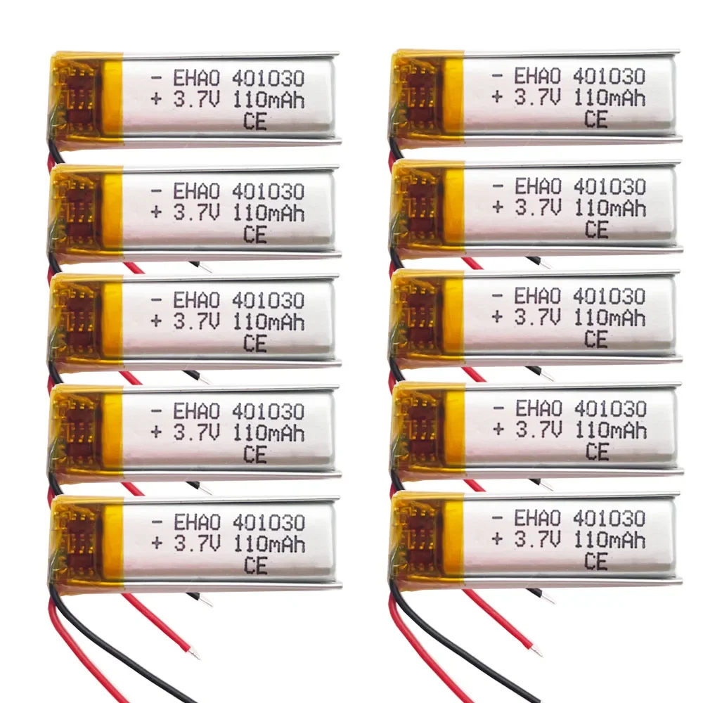 10 Stück 401030   3,7 V 110 mAh Lithium-Polymer Lipo Akku Für MP3 MP4 GPS Bluetooth Headset Video Stift Kamera