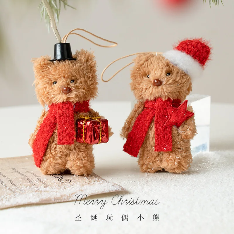 

Kawaii Plush Bear Pendant Christmas Tree Hanging Ornament Soft Mini Bear for Christmas Gift Xmas Home Xmas Tree KidsGift Decora