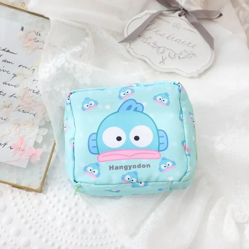 

Sanrio Hangyodon Hello Kitty Kuromi Menstrual Bag Cute Girly Heart Portable High Capacity Sanitary Napkin Storage Bag