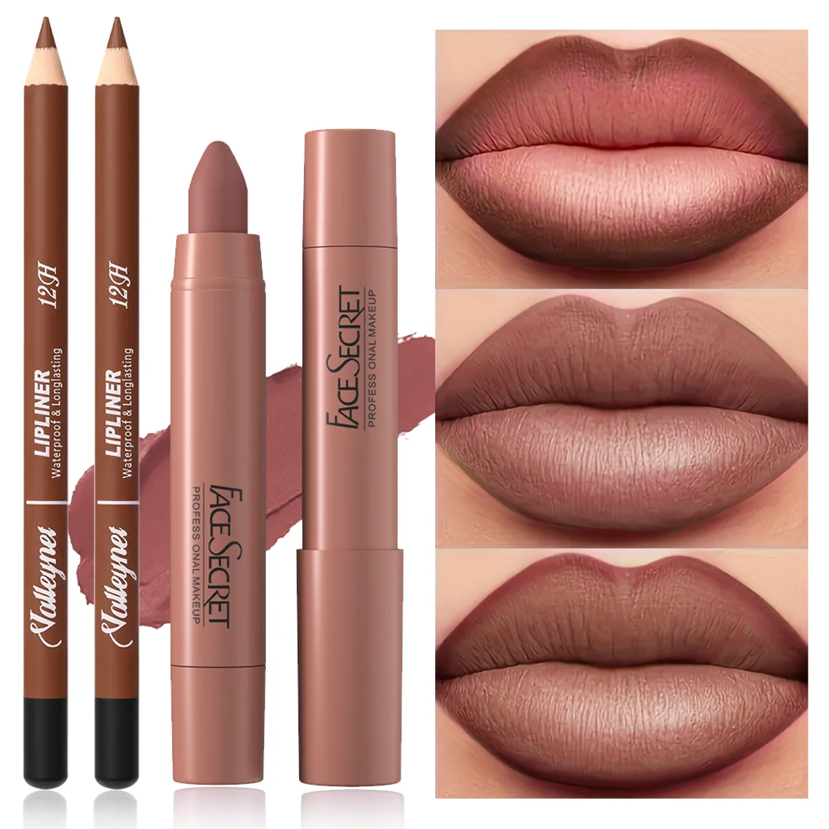 2 Pçs/set Delineador Labial + Lápis de Batom, Batom de Veludo Fosco - Conjunto Combo de Lábios de Longa Duração Tutorial de Maquiagem Cosméticos