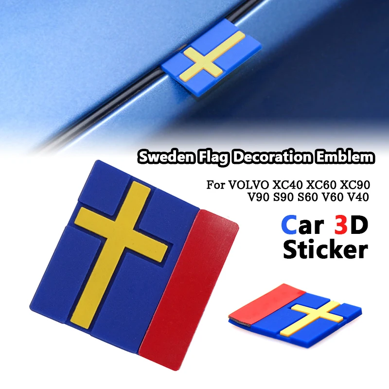 

Car Door Trunk front grille 3D Sticker Sweden Flag Decoration Emblem For VOLVO XC40 XC60 XC90 Sticker Body Hood 27x27mm