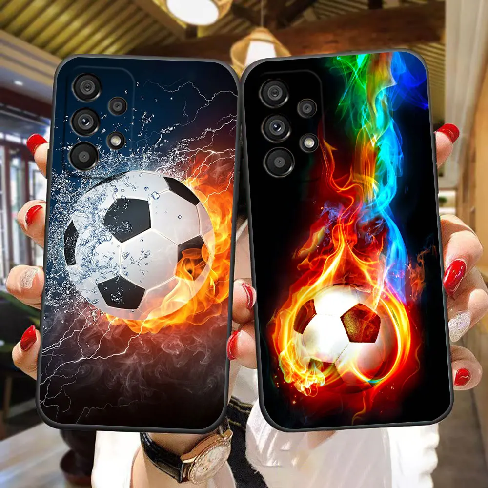 Fire Football Soccer Ball Phone Case For Samsung Galaxy A80 A72 A71 A70 A55 A54 A53 A52 A50 A42 A35 A34 A33 A32 A31 A23 A22 Case