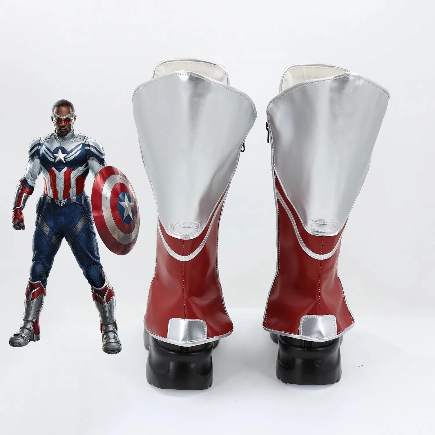 ファルコンウィンターソルジャーコスプレシューズ,ソフトPUレザーブーツカバー,サムウィルソンパーティー,キャプテンアメリカ,ハロウィーン,カジュアル
