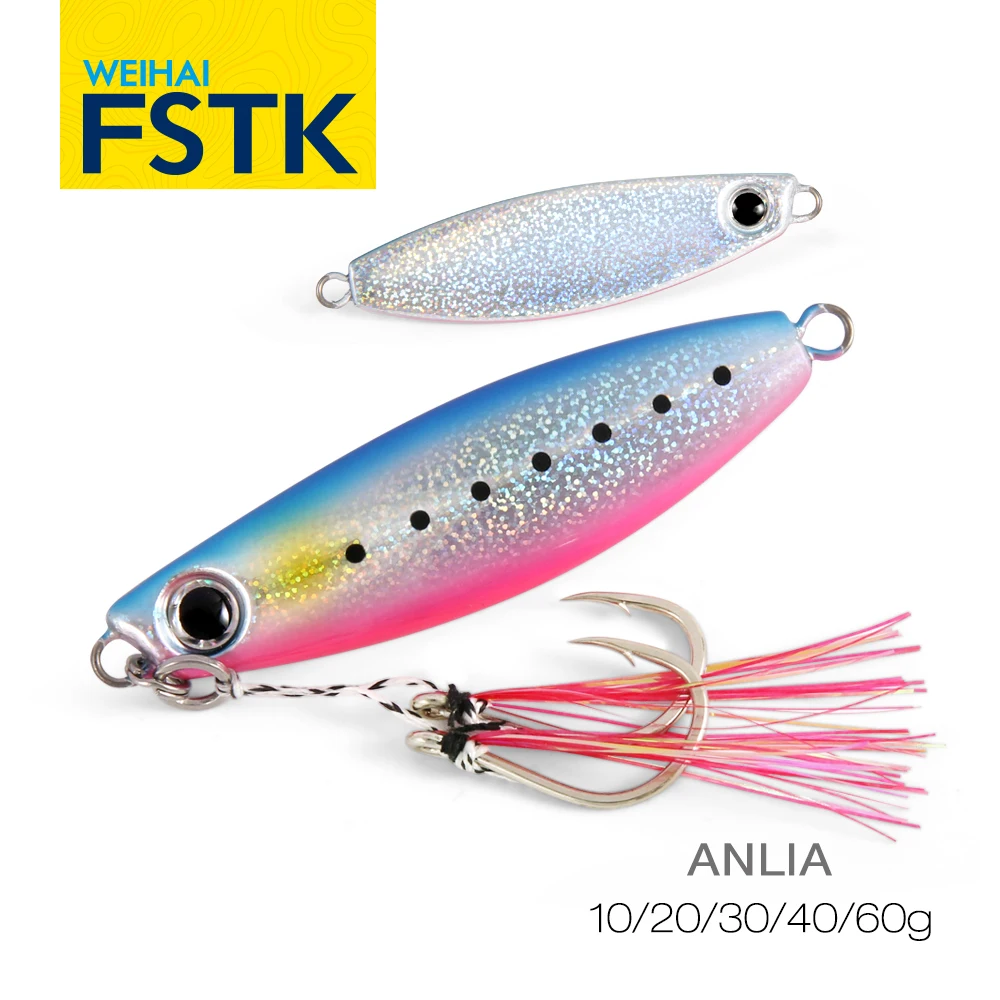 

WEIHAI FSTK Metal jigging lure Shore Slow pitch Jig lure 10 20 30g 40g 60g slow pitch jig spoon casting fishing Artificial Bait