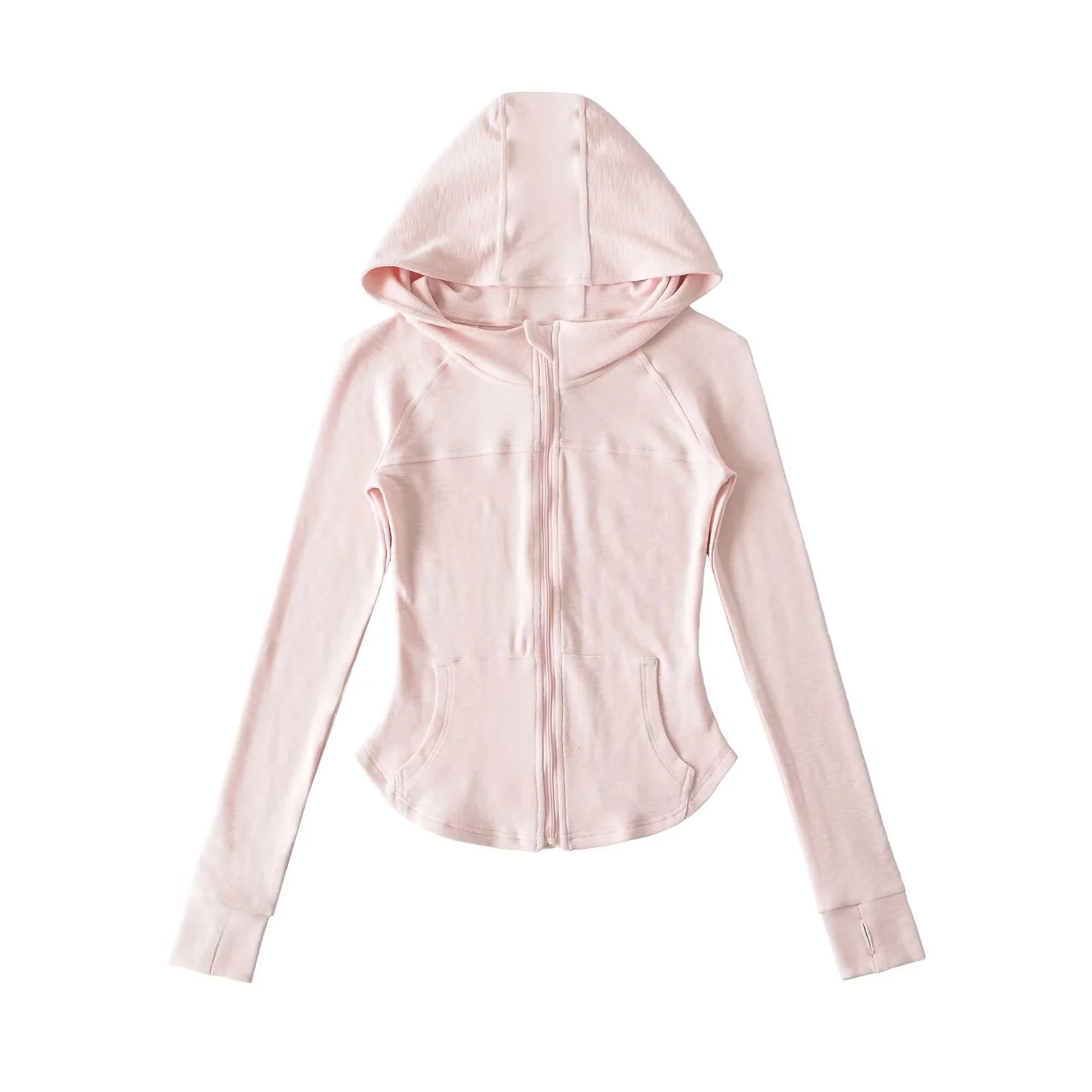 아메리칸 슬레 빈티지 지퍼 가디건 후드 허리 조임 스웨트셔츠 여성용 가을 다용도 캐주얼 슬림핏 롱 스웨트셔츠