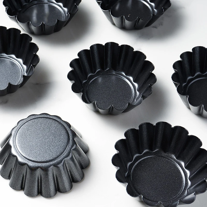 6/12Pcs Non Stick Egg Tart Molds Reusable Thickened Chrysanthemum shaped Carbon Steel Cake Cookie Mold Kitchen Baking Tool