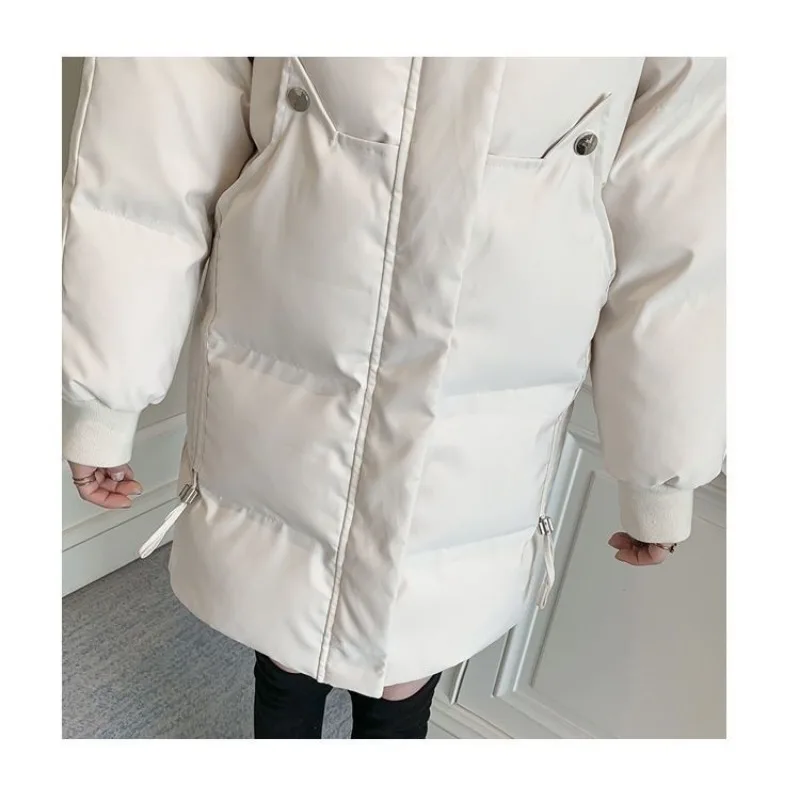 2023 New Women Cotton Coat Winter Jacket Female Mid Length Version Parkas Big Fur Collar Hooded Outwear Loose Thicken Overcoat