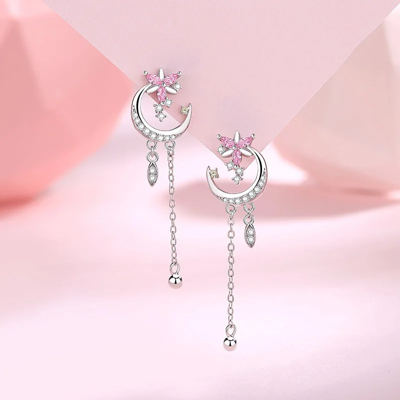 Thaya 100% S925 Silver Sweet Elegant Women Earrings Luxury Crystal Tassel Earring Dangle for Women Engagement Party Fine Jewelry