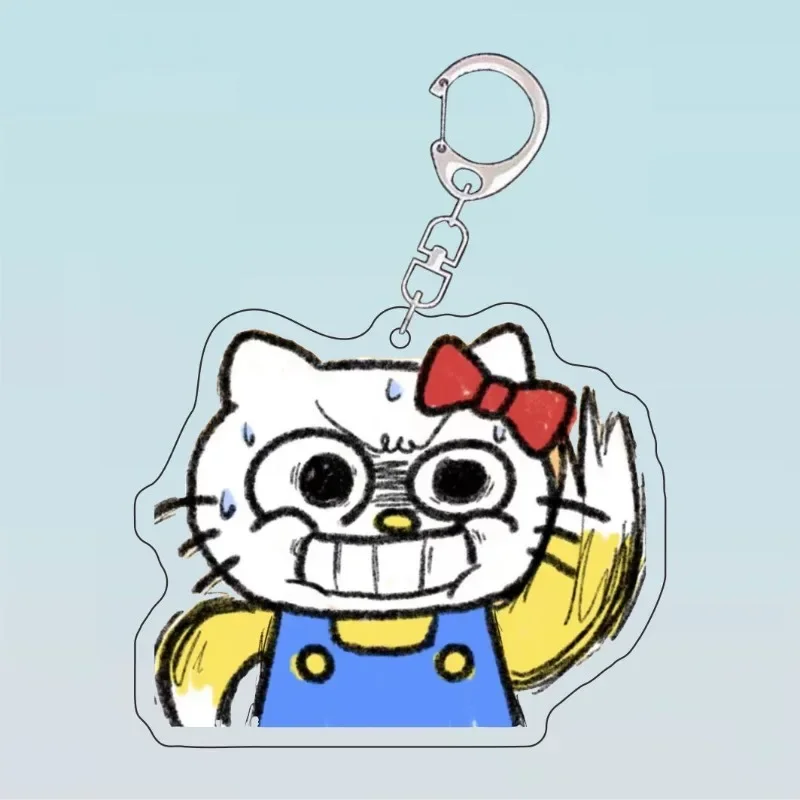 Sanrio Cartoon Anime Peripheral Cute Hello Kitty Crazy Daily Funny Expressions Acrylic Keychain Friend Gift Backpack Pendant