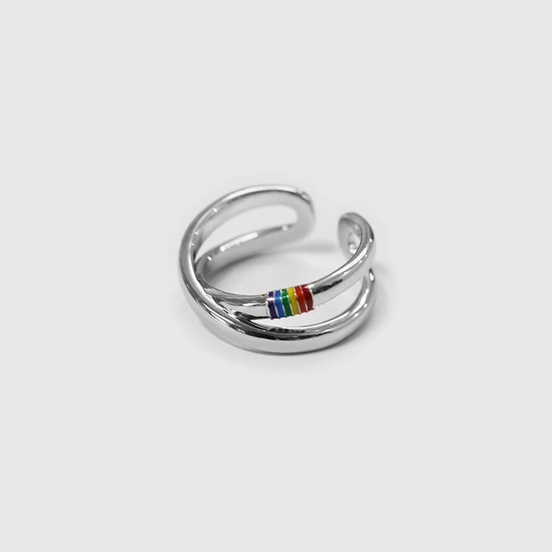 [HS]’ 1Pc Mobius Rainbow Ring Niche Design Personality Trend Color Index Finger Ring