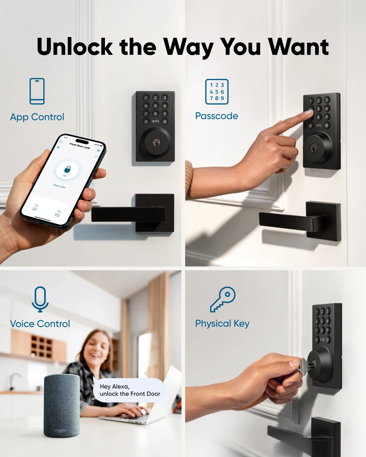 eufy Smart Lock C30 Keyless Entry Door Lock Built-in WiFi Deadbolt Smart Door Lock for Front Door No Bridge Required Easy