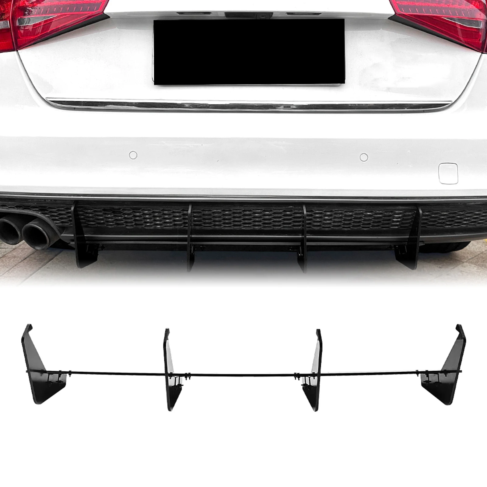 Rear Bumper Diffuser Lip Bracket For AUDI A4 B8.5 Sline 2013-2016 Sedan 4-Door Car Boot Lower Spoiler Splitter Decorative Plate