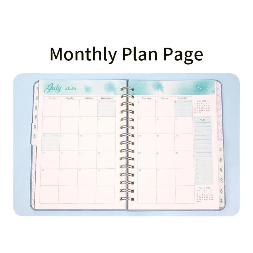 A5 2026 Weekly Monthly Planner Calendar PU Leather Cover Daily Planner Notepad Self-fill with Strap Coil Schedules Notebooks