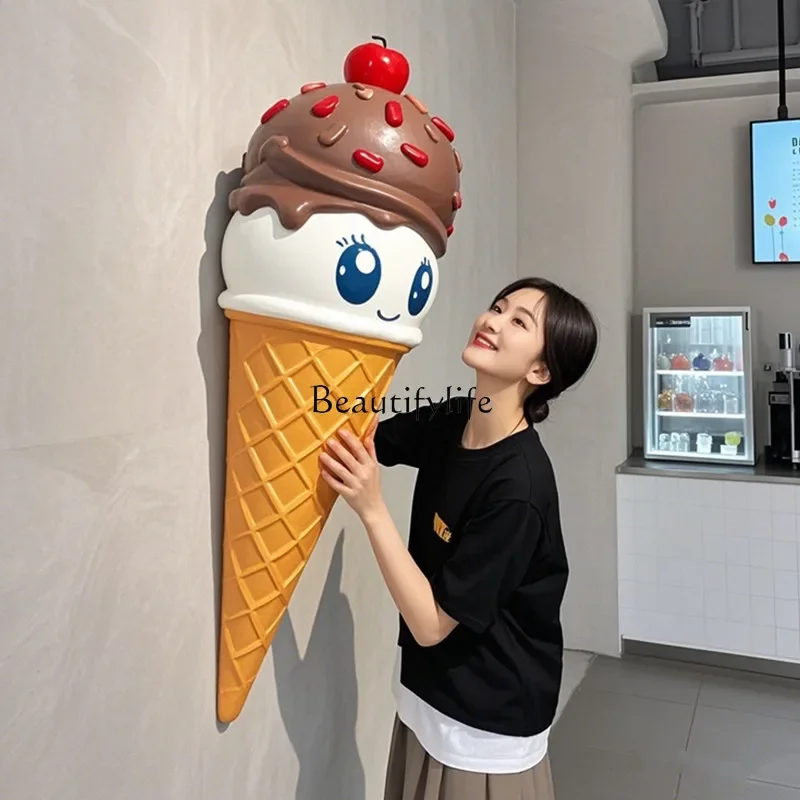 

Ice cream sculpture ornament outdoor wall hanging melted ice cream ornament glow