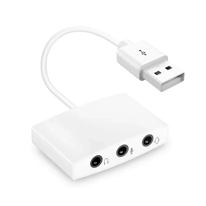 

External USB Sound Card 7.1 Adapter 3.5mm 3 in 1 Jack HD Stereo Headset Microphone Audio Adapter 30CM USB Connection Cable