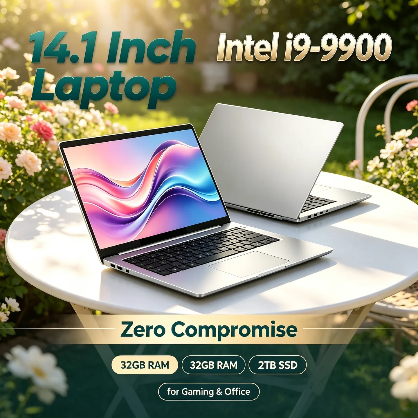 New Intel i9 9900 5GHz 14.1 Inch Laptop – 32GB RAM 2TB SSD Ultra Slim Notebook FHD 1920x1080 for Gaming & Work Built for Speed