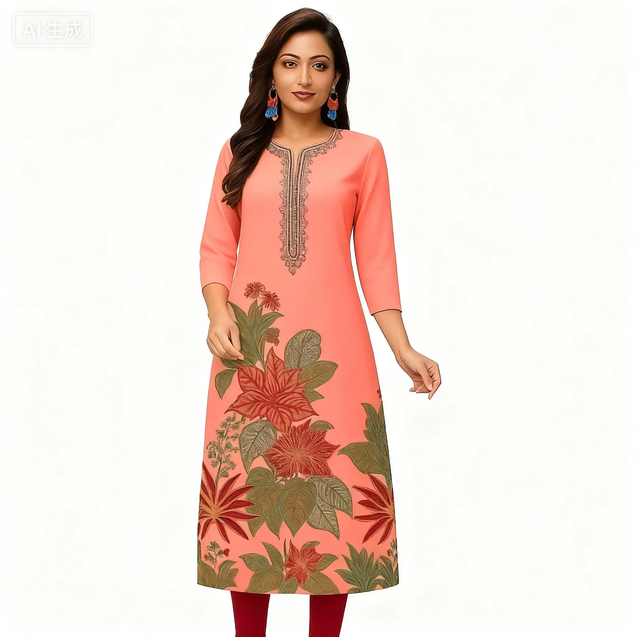 Muzułmańska Kurtta Damska Turecka Abaja Wygodna Sukienka Kurt Prosta Krój Tubowy Rozcięcie na dole Paw Casual Etniczna Bliskowschodnia Arabska