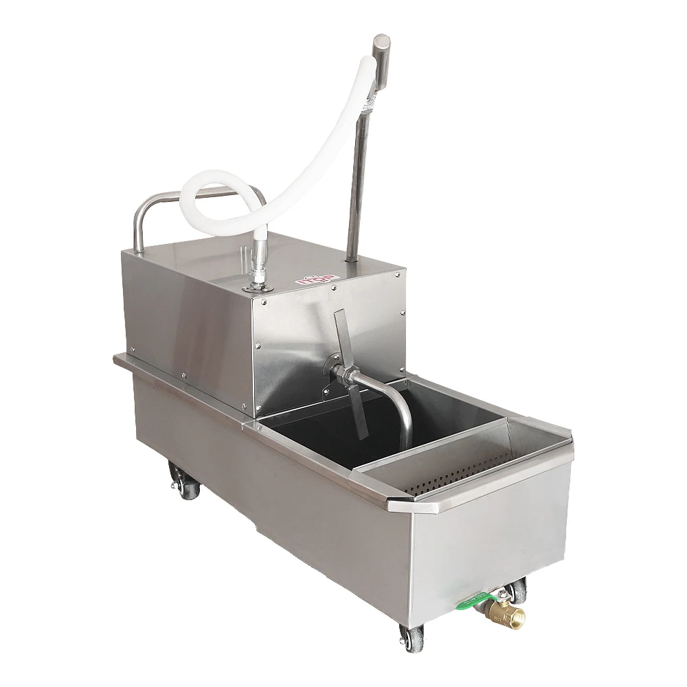 

Hot Sell Stainless Steel Cooking Restaurant 550W Oil Filter Cart Machine With Stainless Steel 304 Oil Tank