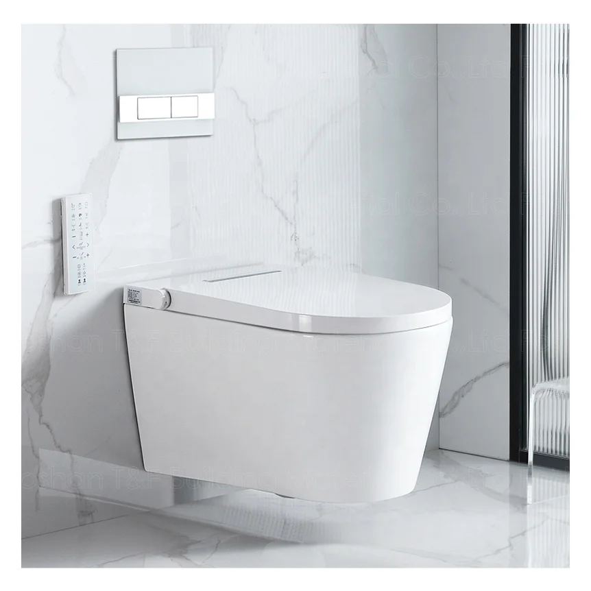New Design ECO Toilet Bowl Set Bathroom Intelligent Ceramic Rimless Wall Hung Smart Toilet