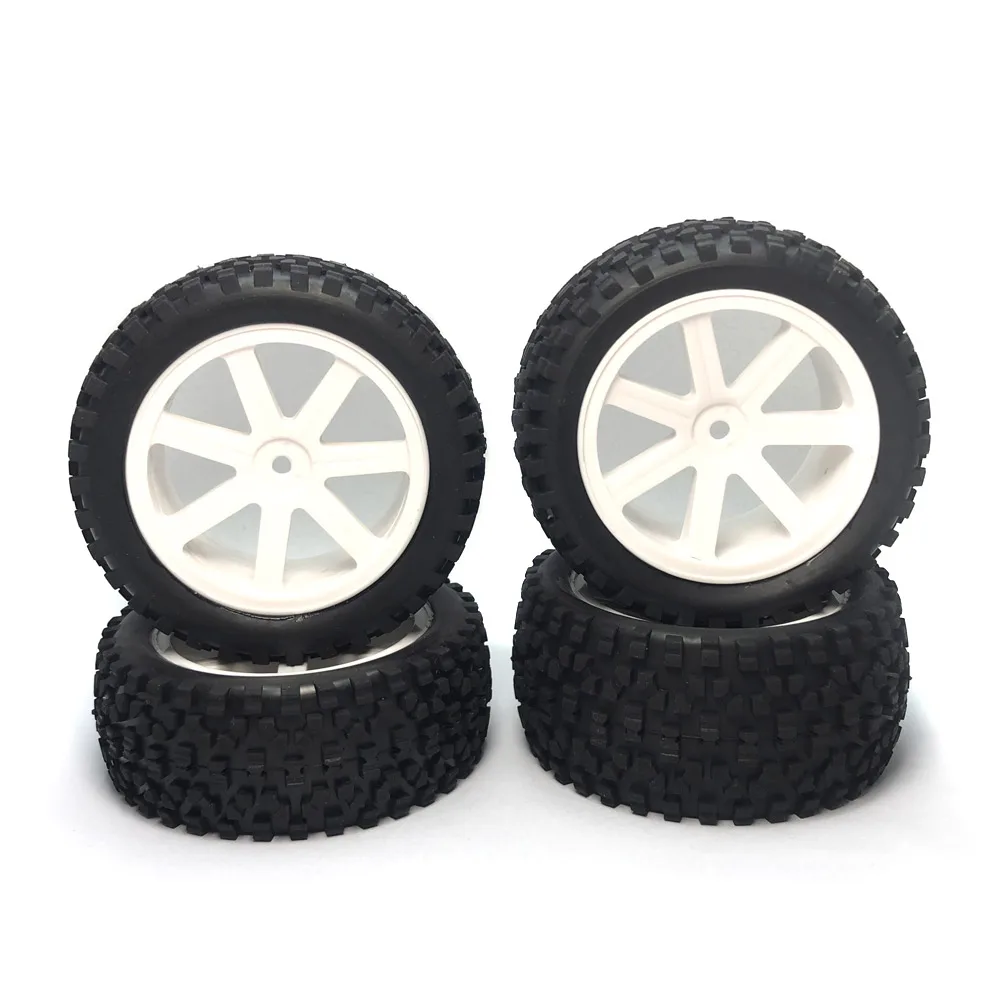 Front Rear Tires Wheels Set 12mm Hex Hubs Foam Inserts For Redcat HPI HSP Traxxas ZD Racing RC 1/10 Off Road Buggy Car Black