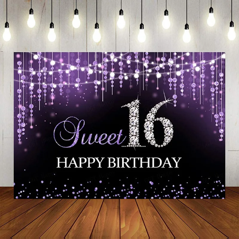 Sweet Happy 16th Birthday Party Girls Teal Silver Photography Backdrop Decorations Banner Background Poster Decor Princess