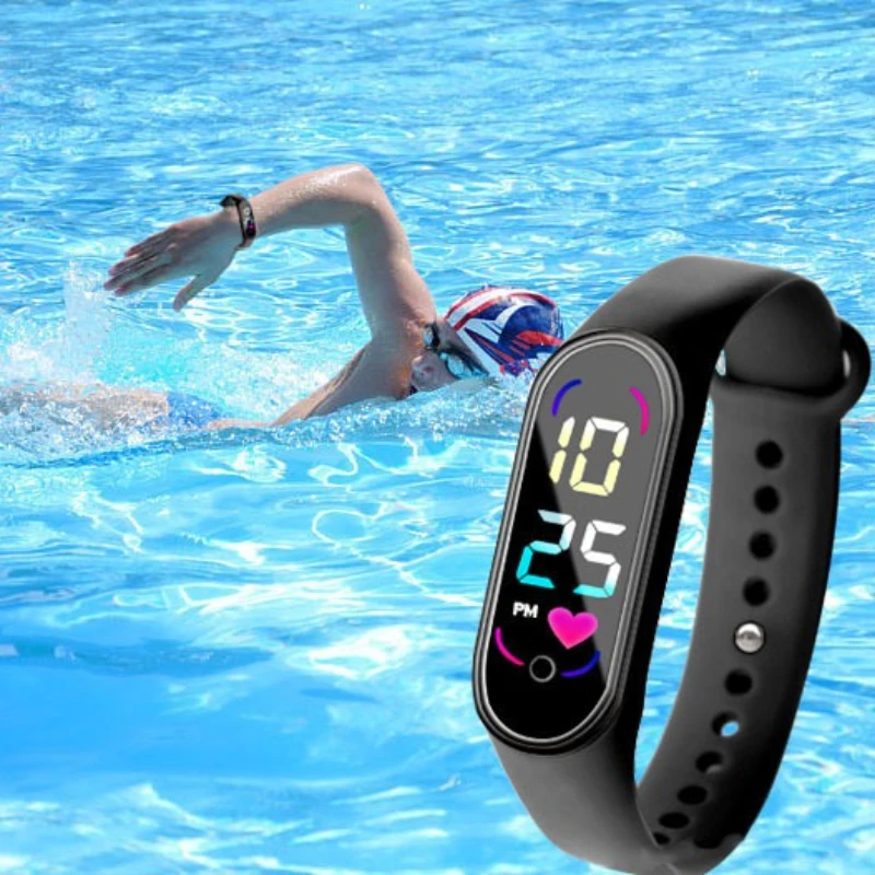 New LED Smart Watch Kid Fashion Outdoor Waterproof Sports Touchable Screen Watches Men Women Digital Watches Silicone Watch Band