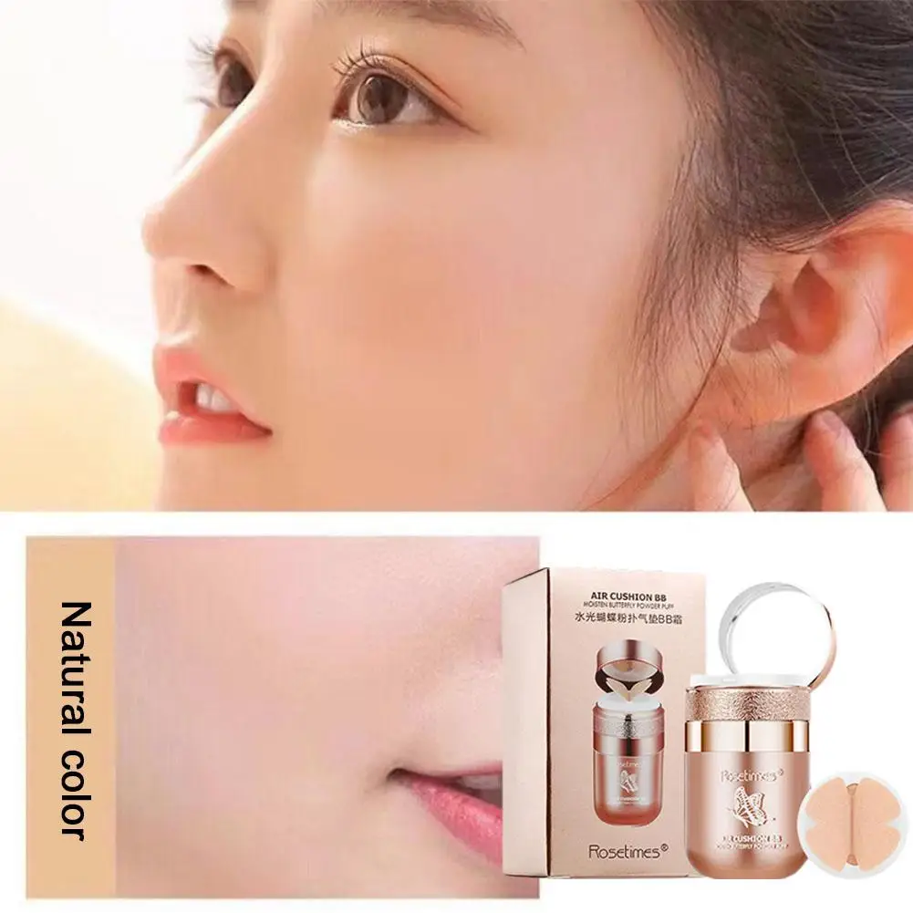 Air Cushion BB Cream Butterfly Powder Puff Moisturizing Whitening Makeup Oil-control Concealer Foundation Cosmetics Waterpr C7E8