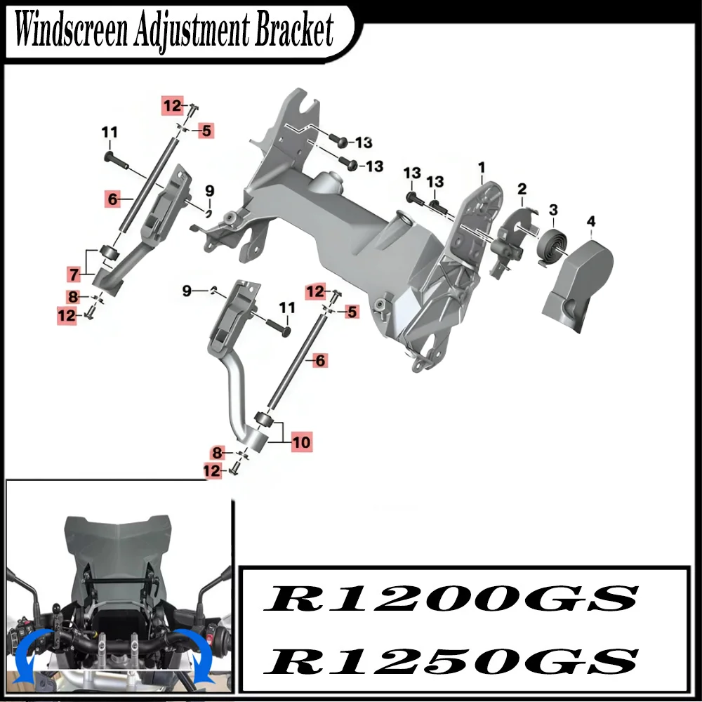 FOR BMW R1200GS LC R1250GS Adventure GSA 2013-2025 Windscreen Adjustment Bracket Strengthening Kit Nylon Stainless Steel - view 2
