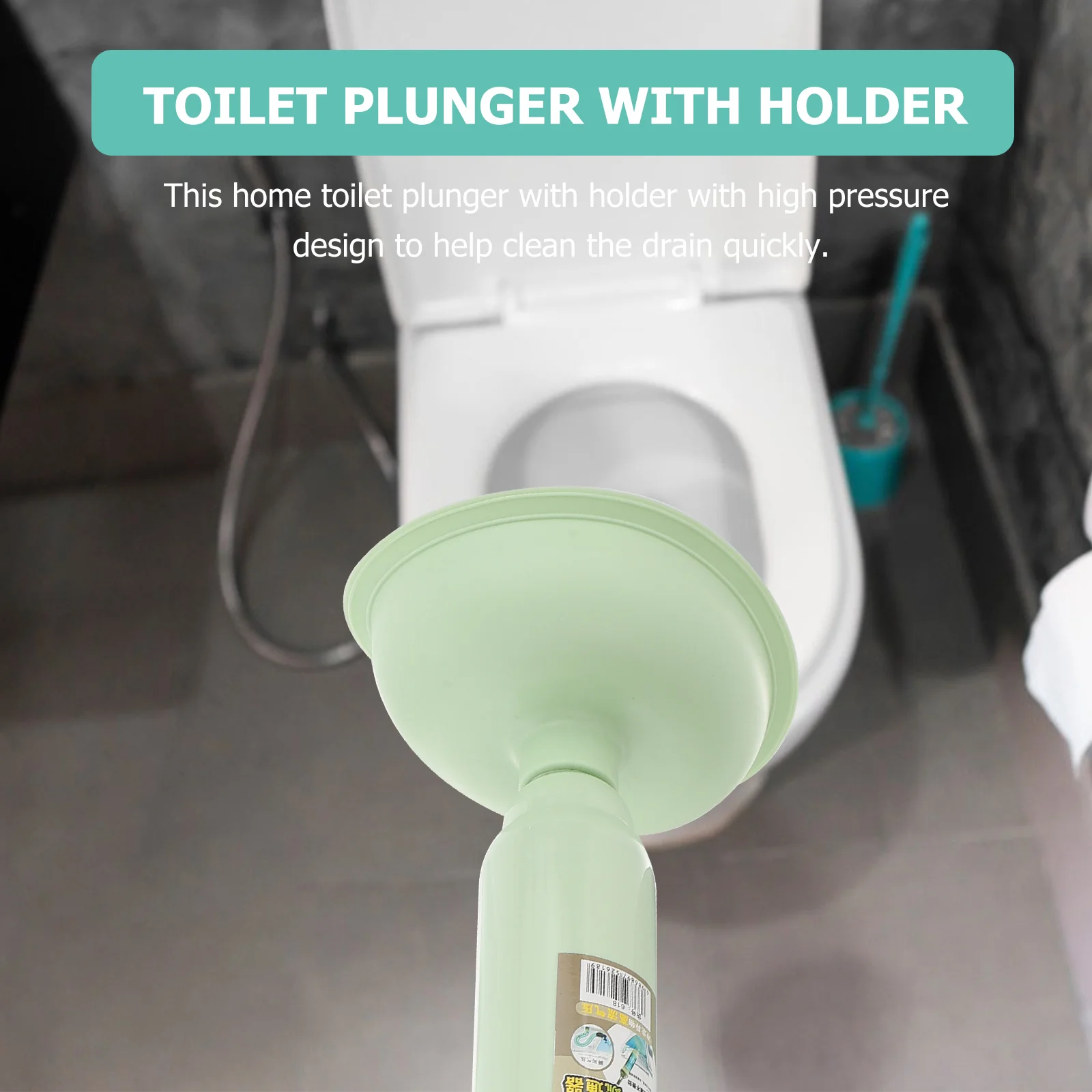 Toilet Unclog Plungers for Bathroom High Pressure Bowl Sucker with Holder Rubber Kitchen Unclogger Tool Sink