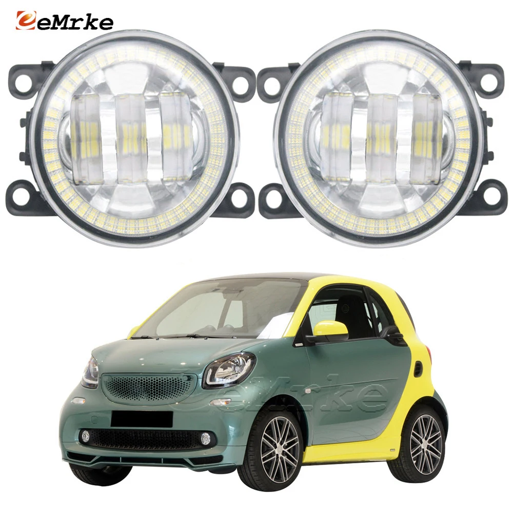 

2 Pieces LED PTF Car Fog Lamp Assembly for SMART Fortwo & Forfour 453 2014-2020 Angel Eyes Halo DRL Aperture Driving Lights