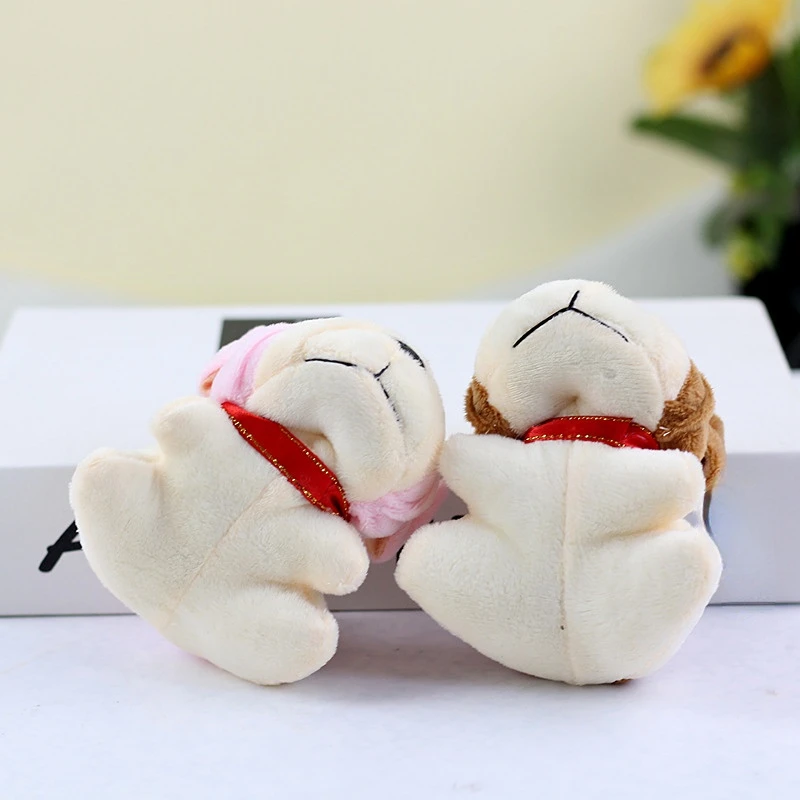 Kawaii Simulation Puppy Plush Toy Shar Pei Small Pendant Doll Keychain Bag Pendant Plush Bulldog Keychain Plush Stuffed Doll Toy