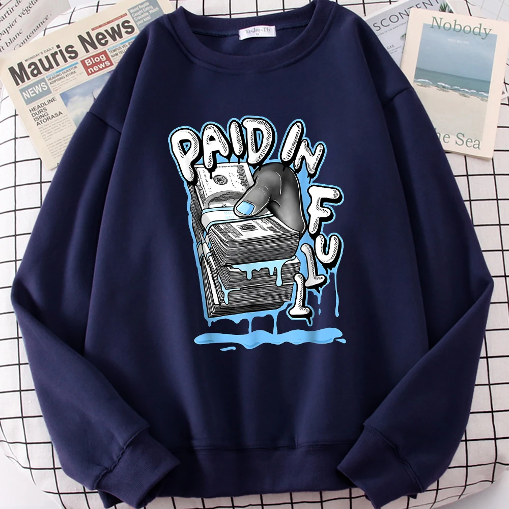 

Paid In Full Money Design Sweatshirt Women Hip Hop Crewneck Pullovers Street All-Match Clothing Fashion Fleece Sportswear