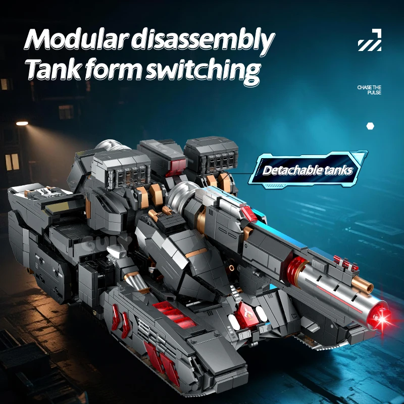 GULY 80509 Creative 2IN1 Mech Robot Tank Transformation Model Building Blocks City MOC Mecha Warrior Bricsk Gift for Boys Gifts