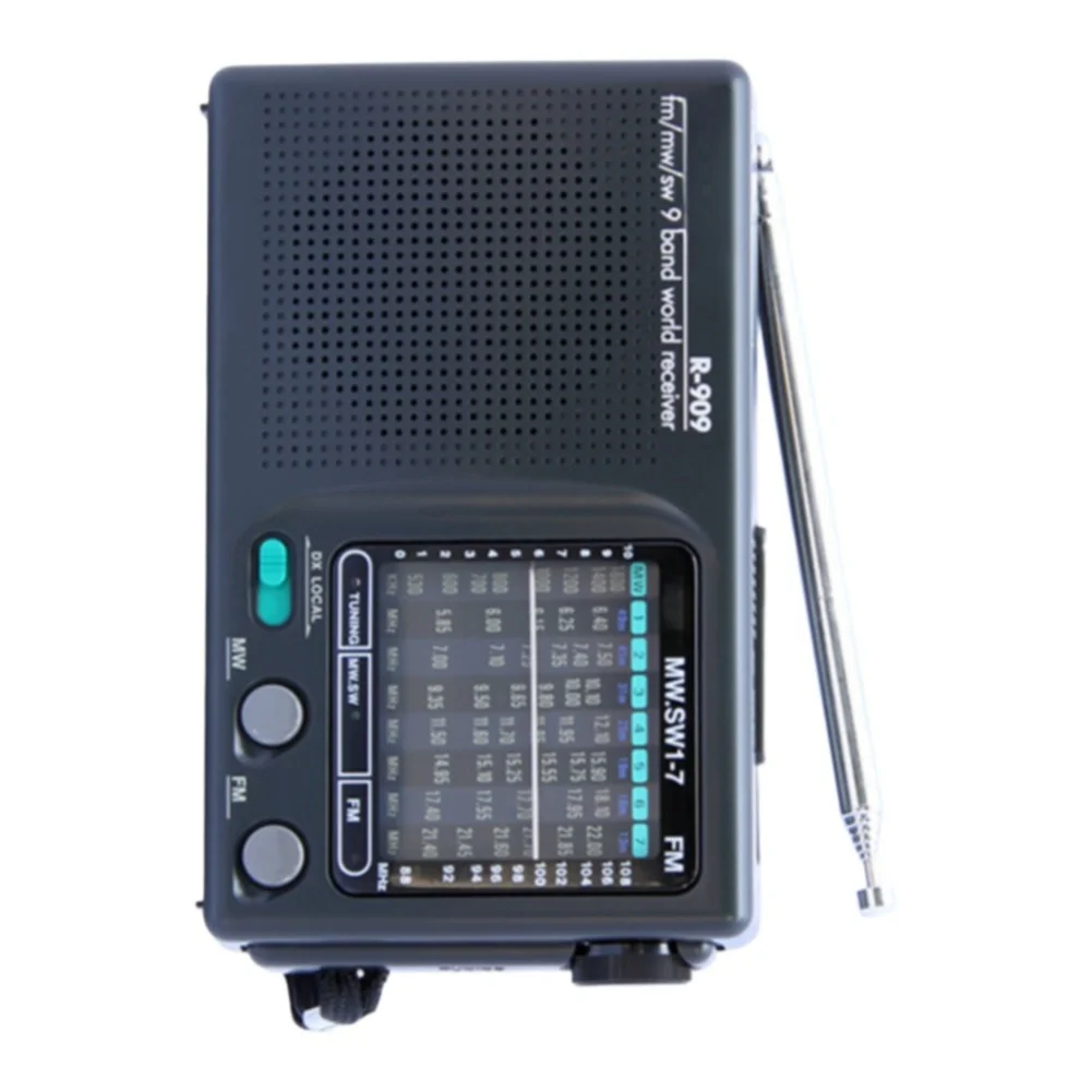 for tecsun R-909 AM FM Shortwave Radio, 9-Band Portable With 360° Rotating for antenna, Local/DX Switch, 3.5mm Jack For Travel