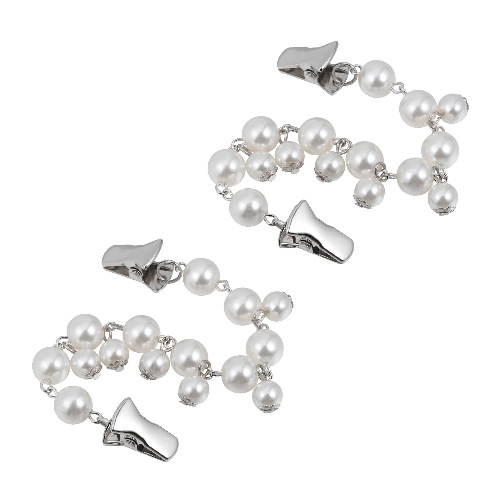 

2 Pcs Vintage Cardigan Clips Elegant Sweater Chains Beautiful Neck Adornments Retro Pearl Style Decorative Accessories