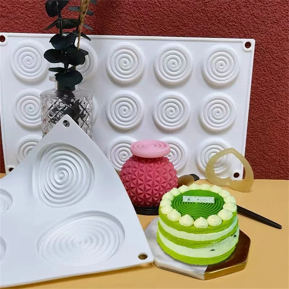 2/6/15 Holes Spiral Shape Silicone Mold 3D Cake Moulds Mousse For Ice Creams Chocolate Pastry Bakeware Dessert Art Pan Cake Mold