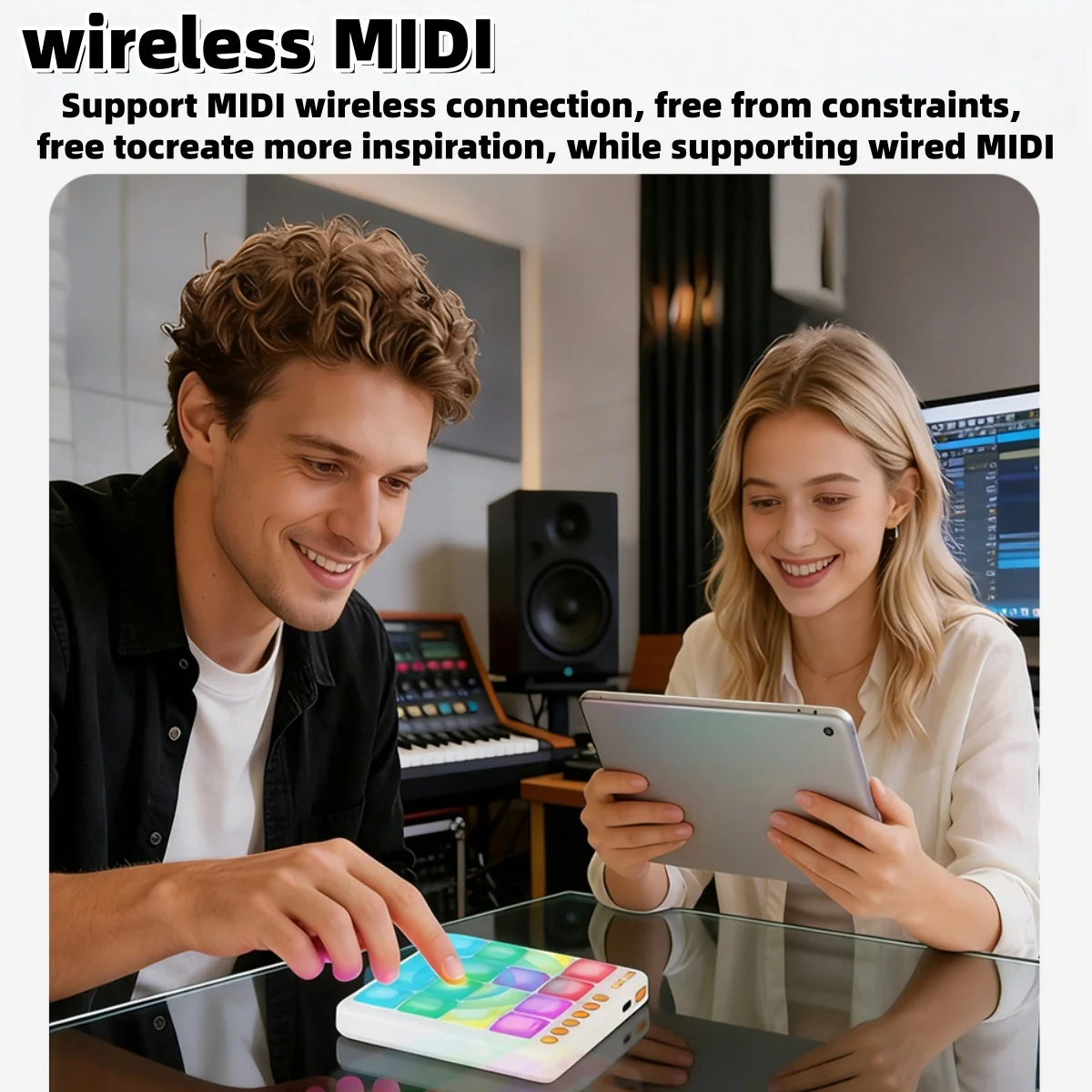 JAMJUM JP-MINI Wireless MIDI Pad Controller /16 RGB Pads/8 Presets/4 Velocity Curves PAD Aftertouch /Support PC Software view 6