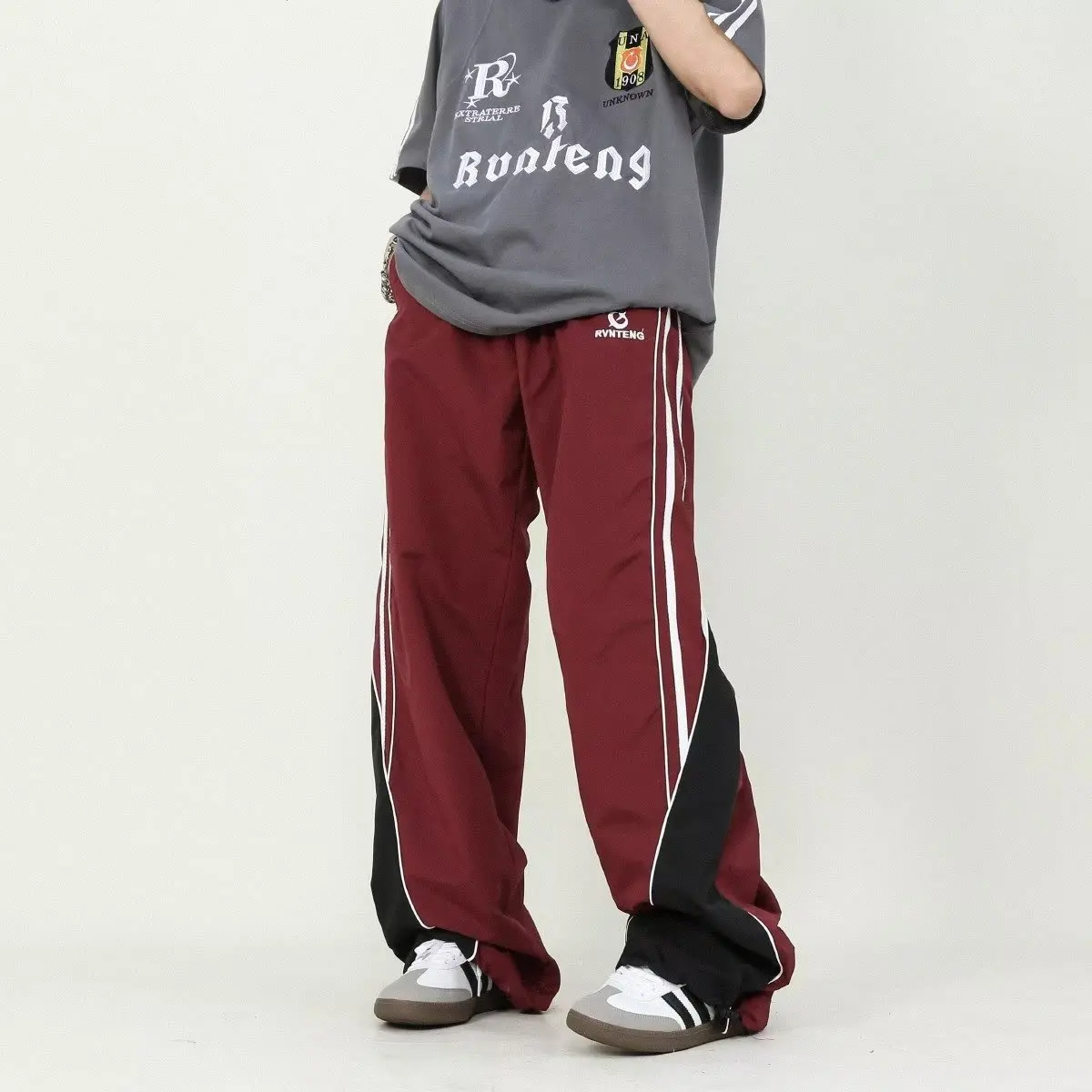 HOUZHOU workowate męskie spodnie sportowe Oversized joggersy Hip hopowe Harajuku Streetwear męskie spodnie dresowe casualowe spodnie z szerokimi nogawkami koreańskie