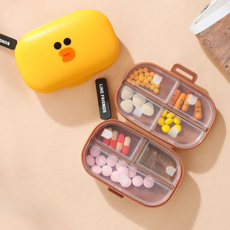 LINEFRIENDS Medizinbox Braunbär Cartoon und Niedlich Kreativ Hoher Farbwert Tragbare Feuchtigkeitsbeständige Aufbewahrungsbox mit Trennwänden – Detail 4