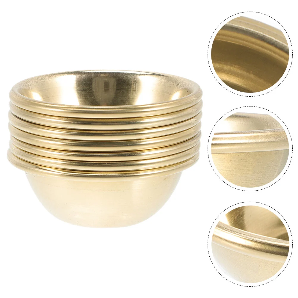 

7 Pcs Religion Container Tibetan Holy Water Cup Golden Brass Offering