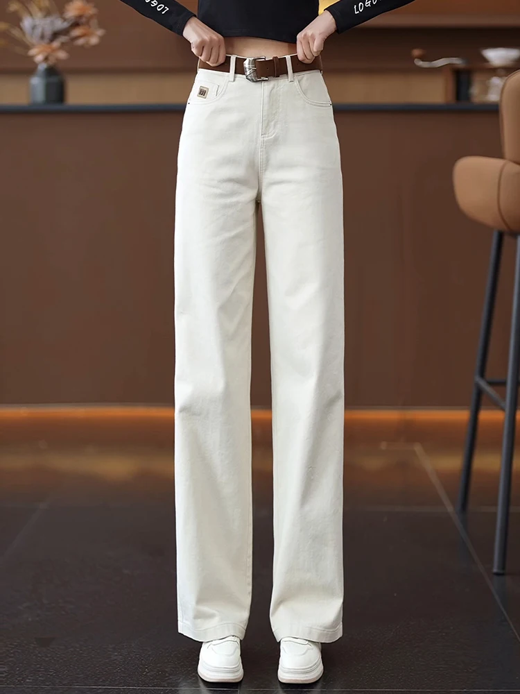 

High Waist Wide Leg Cotton Denim Pants Women's Casual Loose Straight Cut Trousers Spring Autumn New Style Korean Style