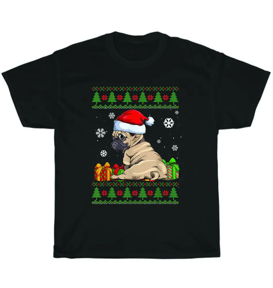 Pug Santa Hat Ugly Christmas Sweater Dog Lover T-Shirt Anime Graphic T-shirts Y2K Tops Unisex Summer