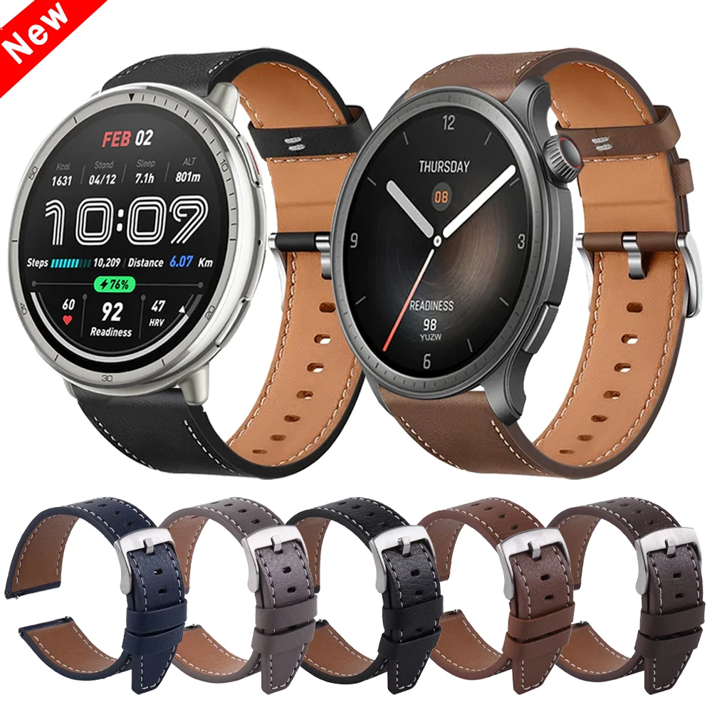 20 مللي متر 22 مللي متر حزام من الجلد ل Amazfit Active 2 GTS 4 mini 3 2e BIP6 5 UNITY GTR 4 3Pro 42 مللي متر 47 مللي متر العصابات لساعة هواوي 4 سوار