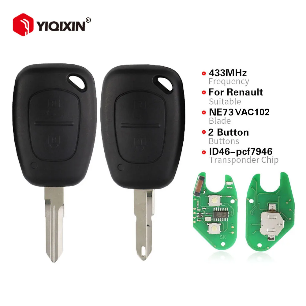 433Mhz ID46 PCF7946Chip For Renault Master Traffic Vivaro Kangoo Movano Transmister 2003-2013 Remote Car Key NE72 VAC102 Blade