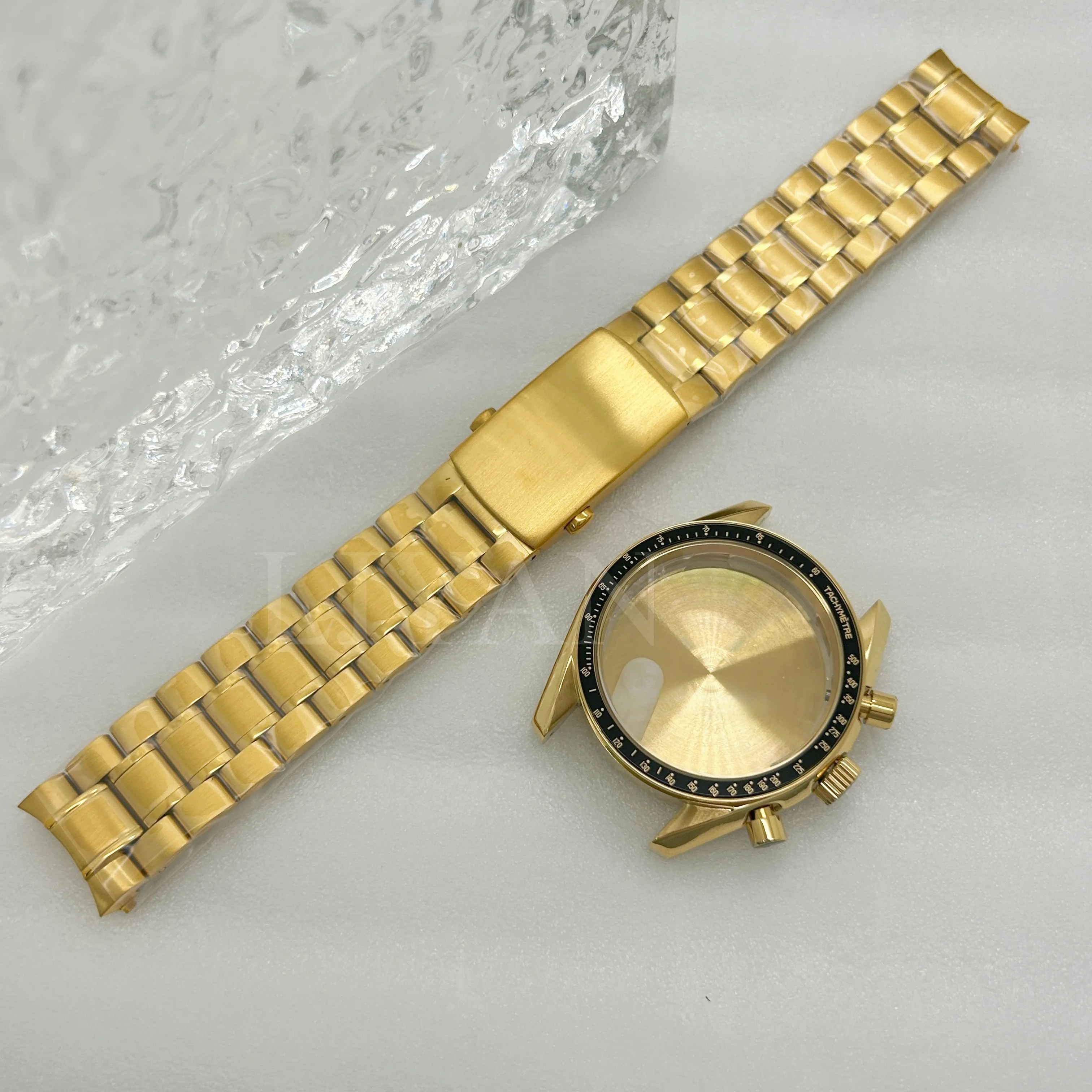 Multifunctional Gold 39.6mm Watch Case with Bezel Suitable for Japan VK63 Quartz Movement Watch Parts Fits 20mm Strap Case image 2