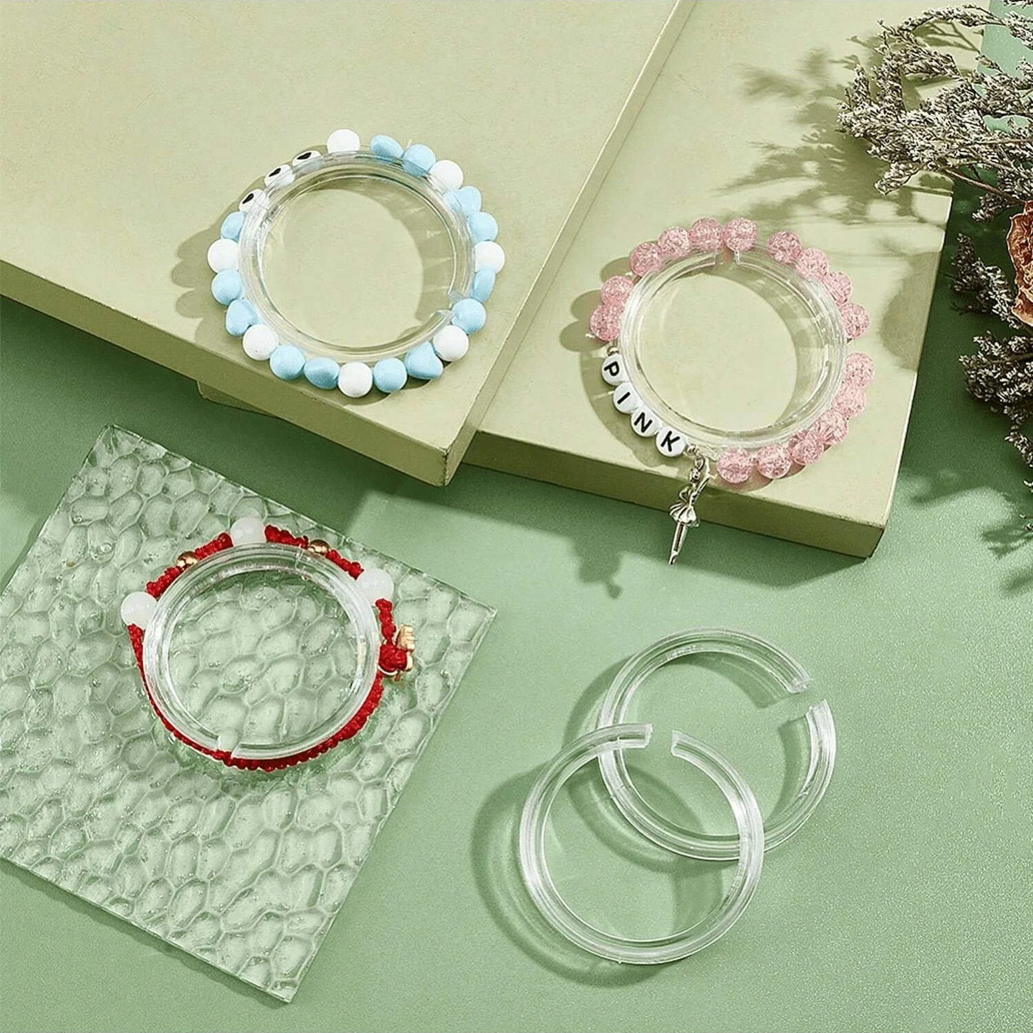 5mm 5Pcs Beaded Bracelet Display Stand Clear Acrylic Jewelry Holder Transparent Round Bangle Rack Organizer Display Shelves