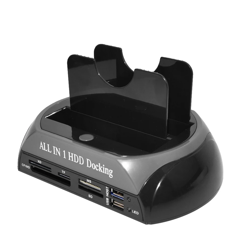 Estação de acoplamento tudo em um HDD com slot para leitor de vários cartões para gabinete HDD Estação de acoplamento de disco rígido SATA/IDE de 2,5/3,5 polegadas