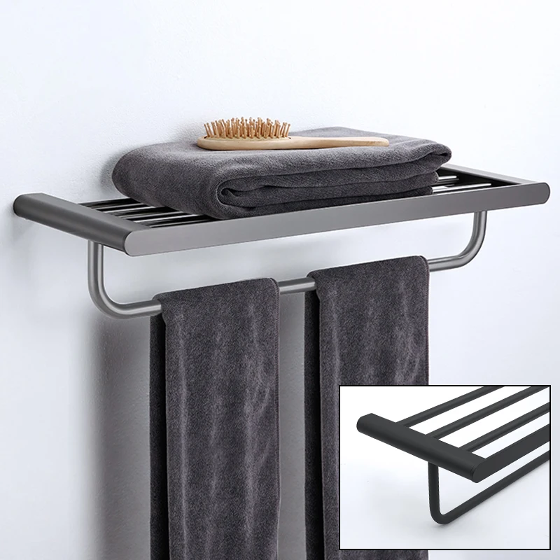 

*Bathroom double bath towel wall rack, bathroom space aluminum thickened towel rack